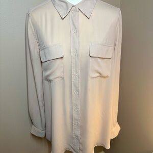 Who What Wear Sand Pink Button Down Blouse